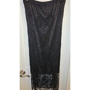 NWOT Chico's Size 2 (12/14) Long Beaded Crocheted black skirt